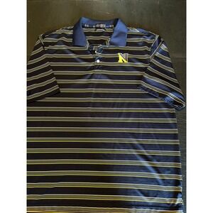 Divots Driway Navy Midshipmen Polo Shirt Striped Golf Athletic Mens 2XL‎